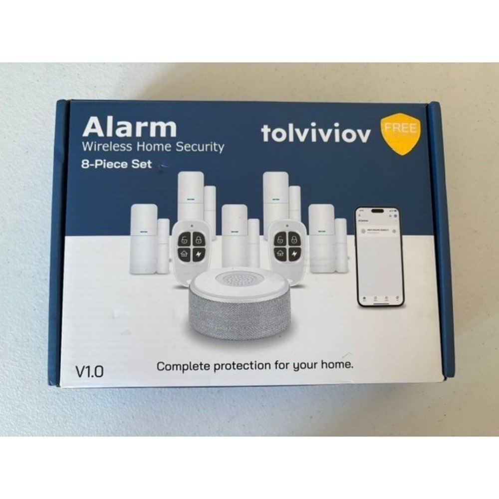 Tolviviov V1.0 8-Piece Wireless Home Security Alarm System Kit White DP-W2